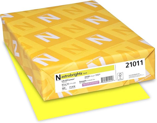 Bright Color Paper, Neenah Astrobrights®, Letter Paper Size, 24 Lb, FSC Certified®, Lift-Off Lemon, Ream Of 500 Sheets