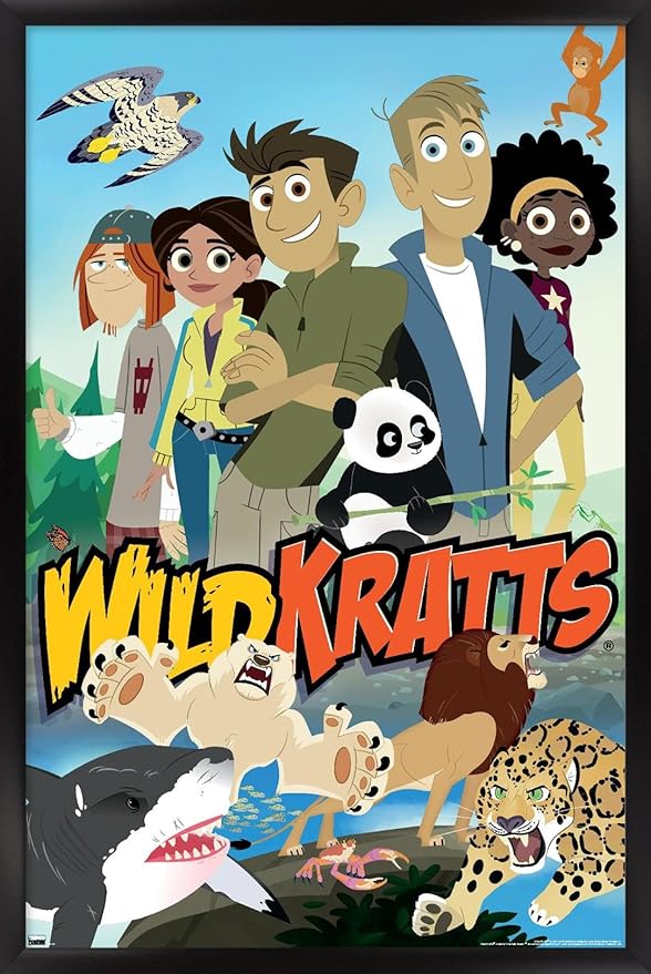 Wild Kratts - Group Wall Poster, 34L" x 22.4W", Black Framed Version