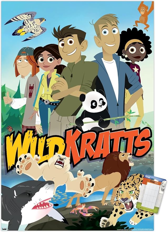 Wild Kratts - Group Wall Poster, 34L" x 22.4W", Premium Poster & Mount Bundle