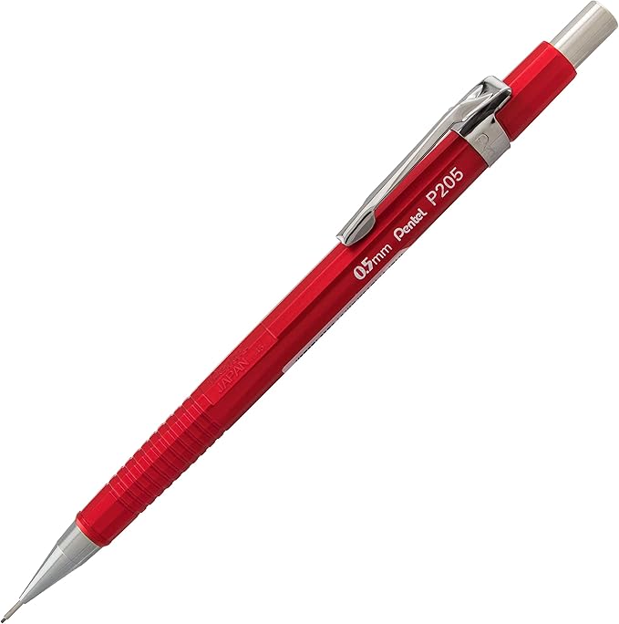 Pentel Sharp Metallic Mechanical Pencil, (0.5mm), Fine Line, Assorted Colored Barrels, Pack of 4 (P205MPF4M)