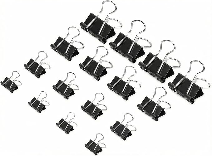 130 Pack Black Binder Clips Assorted Sizes, Large Medium Small Mini 4 Sizes Mix, Paper Clamps Metal Paper Clips Set for Office School Home Business Supplies