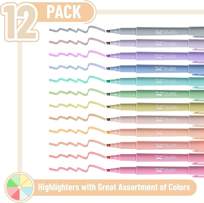 Mr. Pen- Highlighters, 12 Pack, Chisel Tip, Multi Colors, Highlighters Assorted Colors