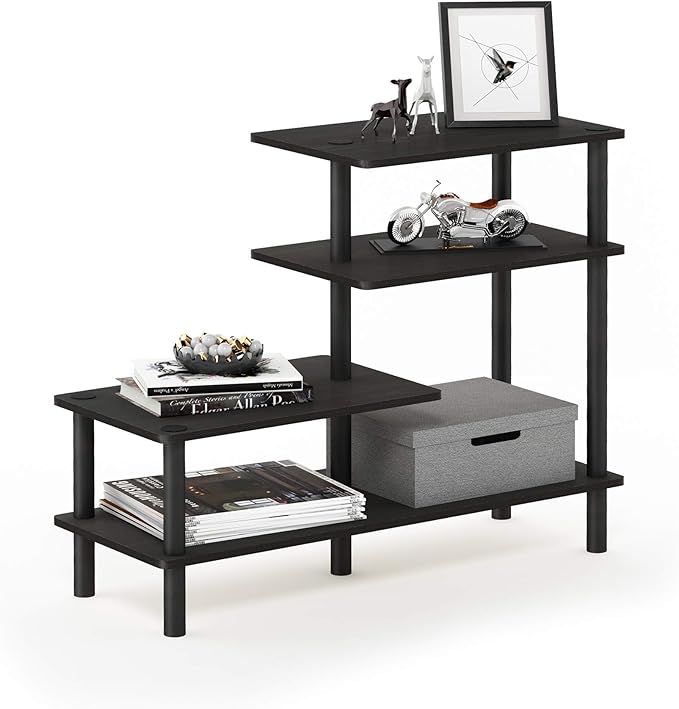 Furinno Turn-N-Tube 3-Tier Side Display Rack, Espresso/Black