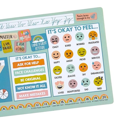 Really Good Stuff Boho Self-Adhesive Vinyl Desktop Helpers - Set of 24 - Intermediate