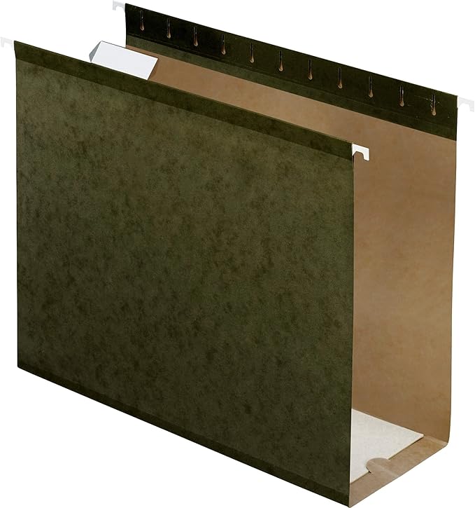 Pendaflex Extra Capacity Reinforce d Hanging File Folders, 4", Letter Size, Standard green, 1/5 Cut, 25/BX (4152x4)