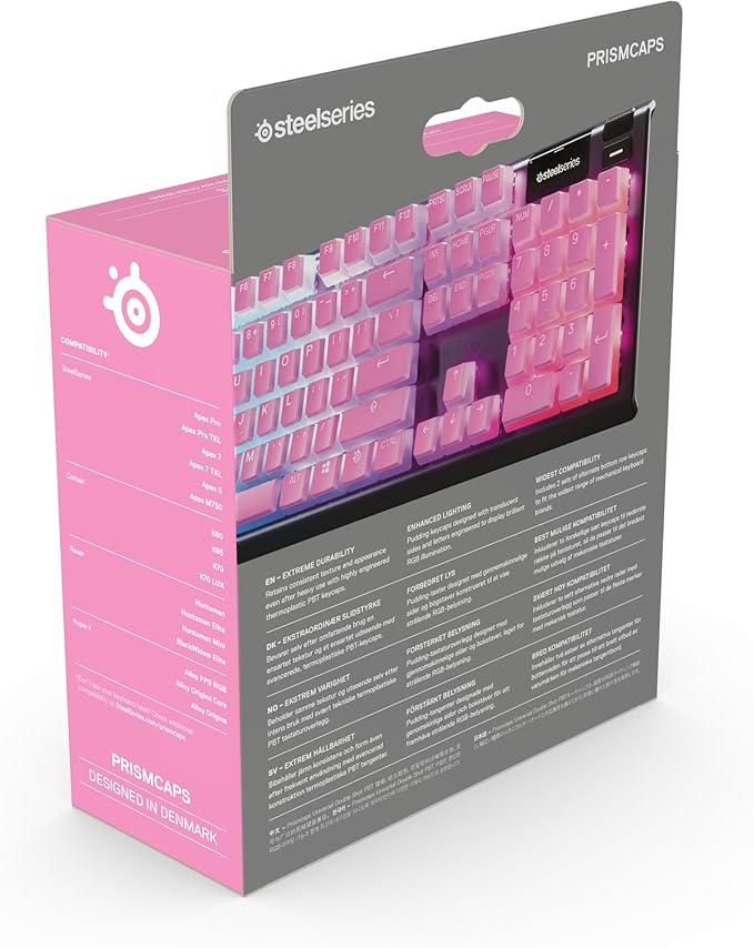 SteelSeries PRISMCAPS - Double Shot Pudding-Style Keycaps - Durable PBT Thermoplastic - Compatible with a Wide Range of Mechanical Keyboards - Pink