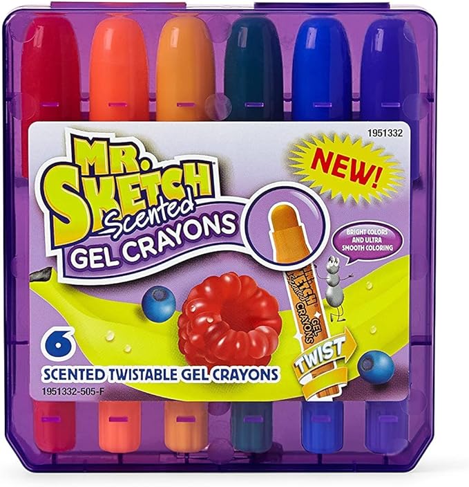 Mr. Sketch 1951332 1951332 Scented Twistable Gel Crayons, Assorted Colors, Pack Of 6, Multicolor, 6-Count