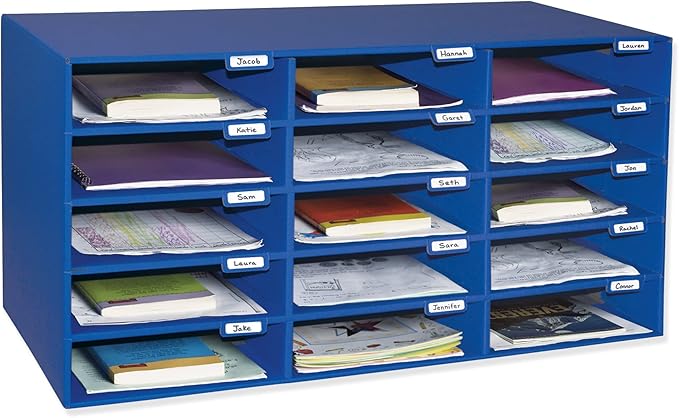 Pacon® 70% Recycled Mailbox Storage Unit, 15 Slots, Blue