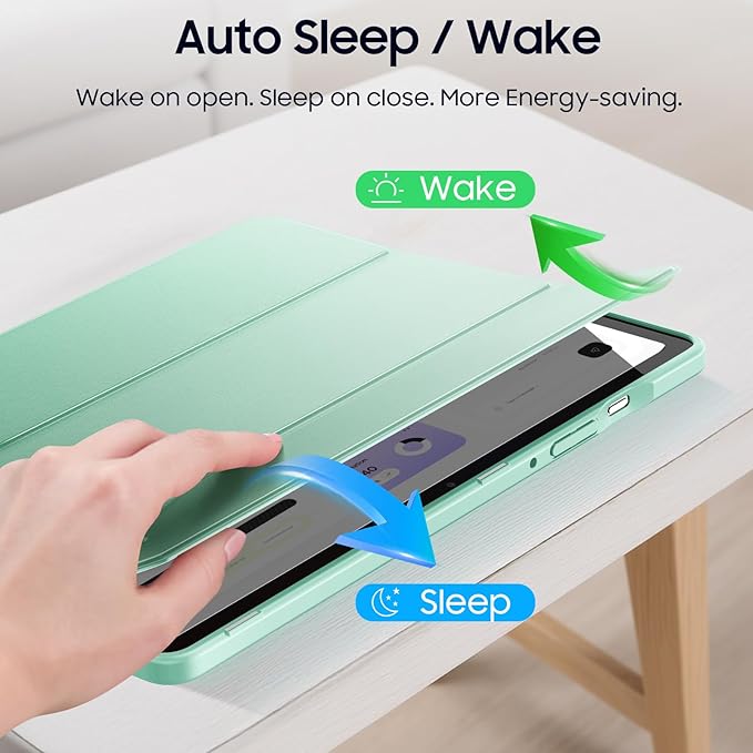 Fintie Hybrid Slim Case for Samsung Galaxy Tab S10 Lite/ S10 FE/ S9 FE 10.9 Inch/Tab S9 11 Inch with S Pen Holder, Shockproof Cover with Clear Transparent Back Shell, Auto Wake/Sleep, Green