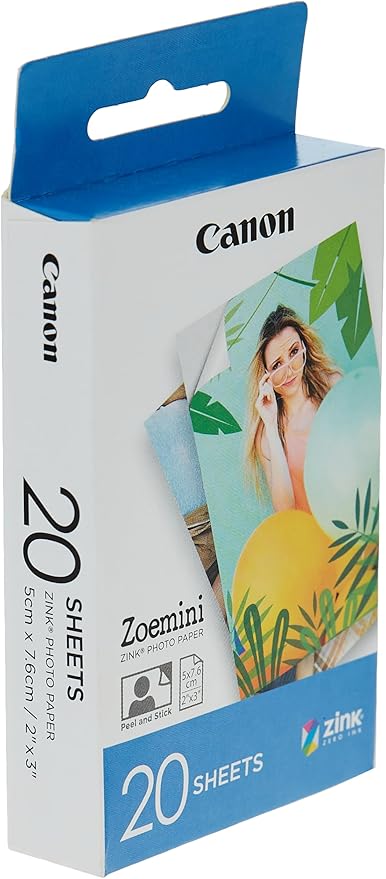 Canon Photo Paper, 2" x 3", 20 Sheets | ZINK Technology | Sticker Paper | Pack of 2