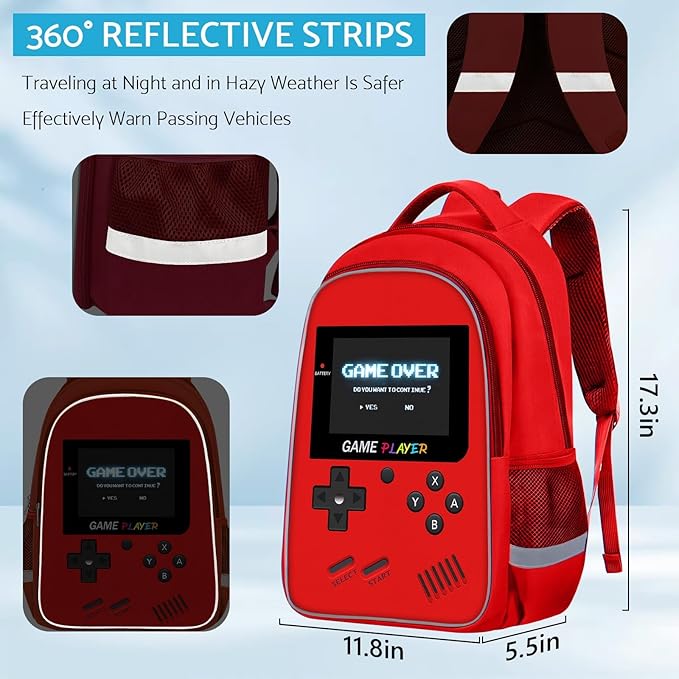 School Backpack For Boys - Gamer Boys Backpack For Kids Children Teens Elementary Middle School - Ages 6-18，17″