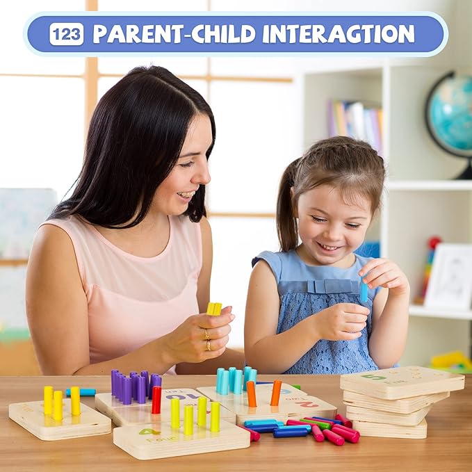 Montessori Wooden Number Blocks and Counting Peg Boards: Educational Math Manipulatives for Toddlers and Kindergarteners Learning Numbers and Math Concepts