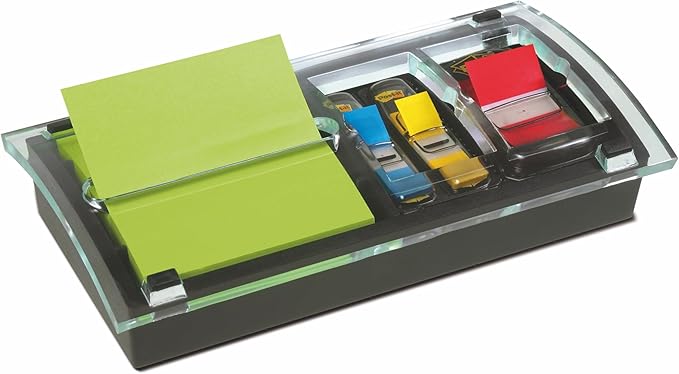 Post-it® Pop-up Note and Flag Dispenser with Pop-up Style Notes and 1" Flags, Black, 1.6" x 7.6" x 4.1"