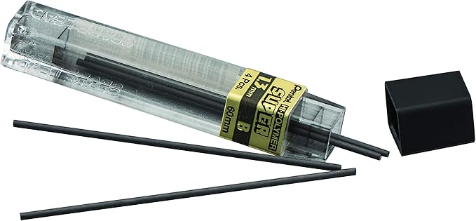 Pentel Super Hi-Polymer Lead Refill (1.3mm) B, 8Pcs/Tube, 2Pk
