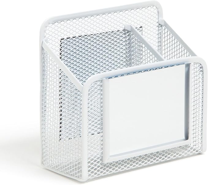 U Brands White Magnetic Locker Cup with Mirror, Locker Mirror with Pencil Holder, Magnetic Organizer for School Lockers, 5" x 2.4" x 4.75"