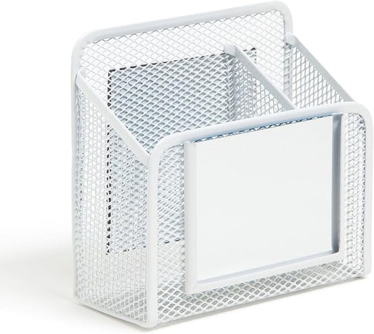 U Brands White Magnetic Locker Cup with Mirror, Locker Mirror with Pencil Holder, Magnetic Organizer for School Lockers, 5" x 2.4" x 4.75"