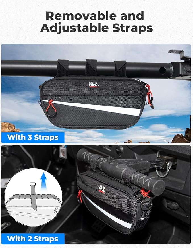 KEMIMOTO UTV Roll Cage Storage Bag Universal 1680D Grab Handle Storage Bag Dimensions 11" x 5" Side by Side Accessories Compatible with UTV, ATV, Golf Cart, Bike, Off-road Vehicle