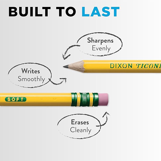 Ticonderoga Wood-Cased Pencils, Unsharpened, #4 2H Extra Hard, Yellow, 12 Count