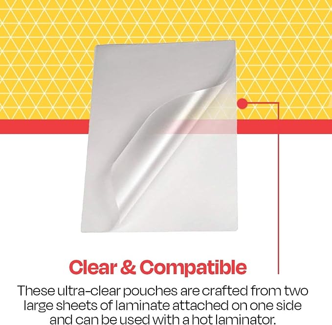 School Smart Laminating Pouches, 12 x 15 Inches, 3 mil Thick, Pack of 100