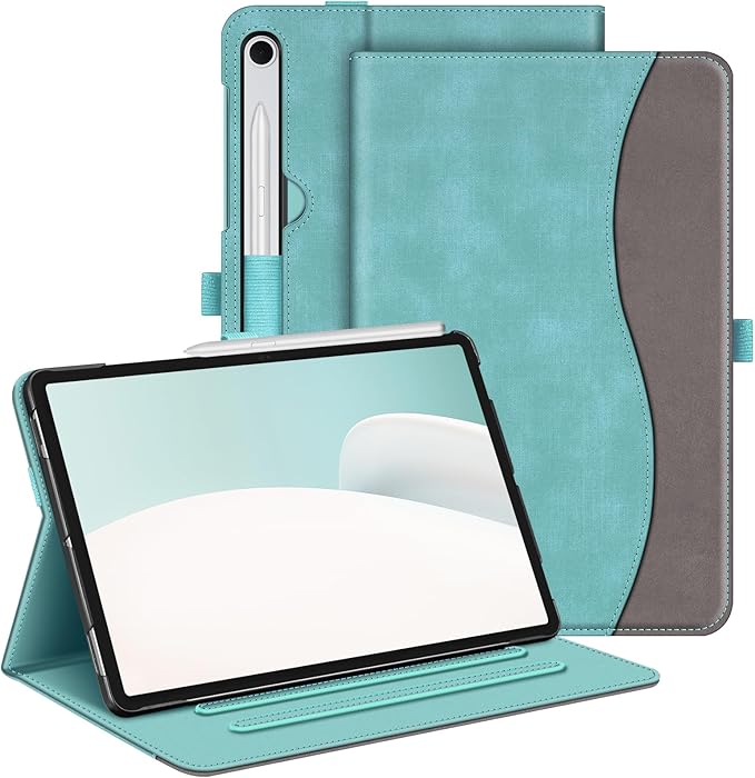 Fintie Case for Samsung Galaxy Tab S10 Lite/ S10 FE/ S9 FE 5G 10.9 Inch/Tab S9 11 Inch with S Pen Holder, Multi-Angle Viewing Protective Cover with Pocket, Auto Sleep/Wake, Turquoise