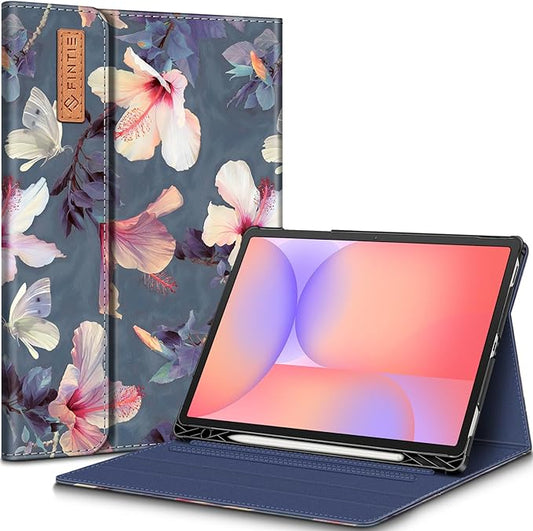 Fintie Case for Samsung Galaxy Tab S10 Lite/ S10 FE/ S9 FE 5G 10.9 Inch/Tab S9 11 Inch with Built-in S Pen Holder,Multiple Angle Portfolio Business Cover with Pocket Auto Sleep/Wake,Blooming Hibiscus