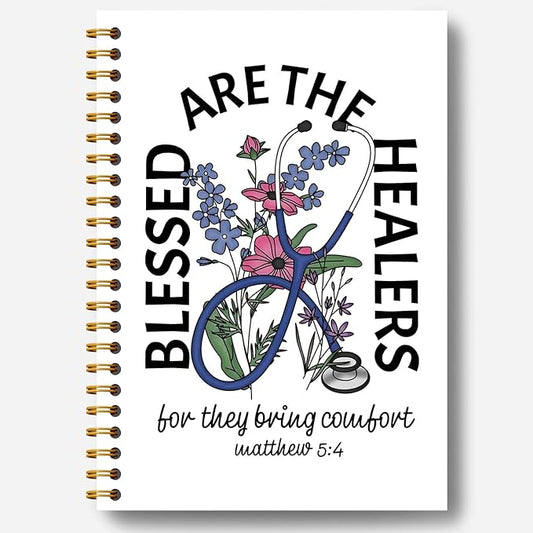 Christian Nurse Nursing Notebook, Matthew 5:4 Bible Journal, Religious Prayer Journal for Woman, Church Notes Notebook, Christian Medical Hardcover Spiral Notebooks 5.5x8.3 Inch