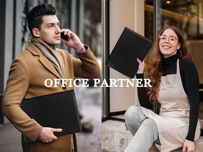 AZXCG Zipper Portfolio Padfolio Binder,3-Ring Padfolio for Women and Men,A4/Letter Size, PU Leather with iPad,Professional Organizer for Resume/Interview