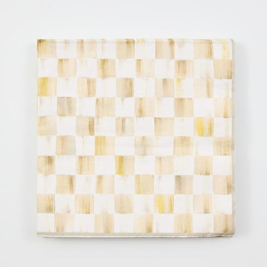MACKENZIE-CHILDS Pack of 20 Dinner Paper Napkins, Stylish Paper Napkins for Parties and More, Brown-and-White Mocha Check