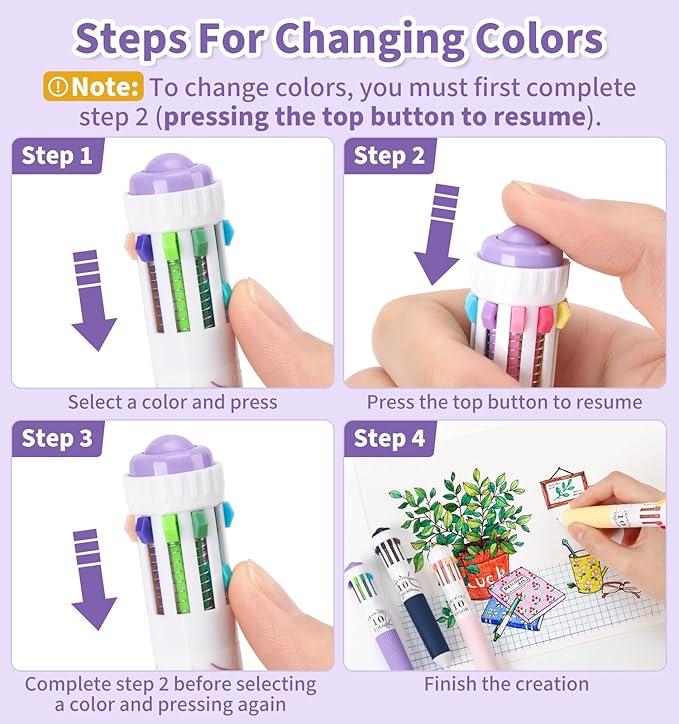 6 Park Multicolor Pens, 10-in-1 Colored Ballpoint Pen, 57 Colors, 0.8mm Fine Point Smooth Writing, Retractable Ballpoint Pens for Office School Students Children