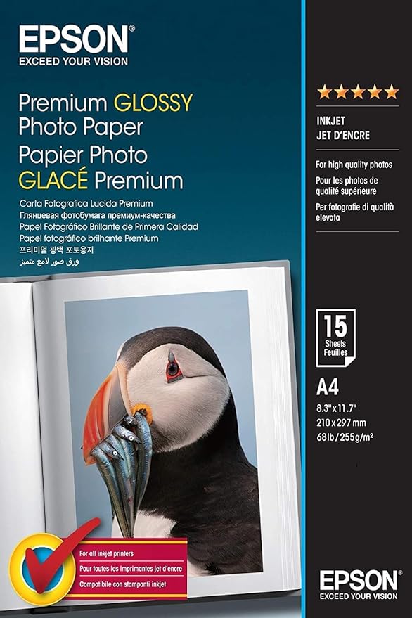 Epson C13S042155 Premium Glossy Photo Paper - Glossy Photo Paper - A4 (210 x 297 mm) - 15 Sheet(s)