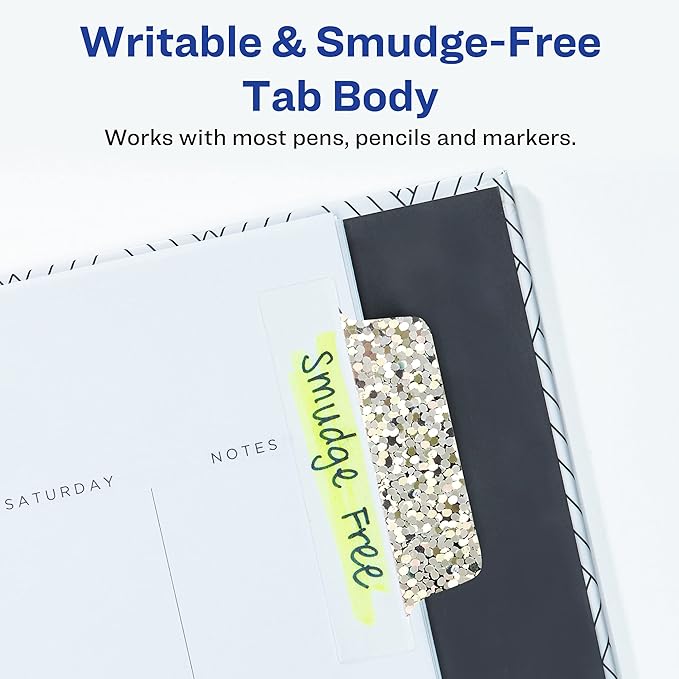 Avery Ultra Tabs Luxe Collection, 2.5" x 1" Margin Tabs, Holographic Iridescent Designs, Repositionable, 16 Total (74179)