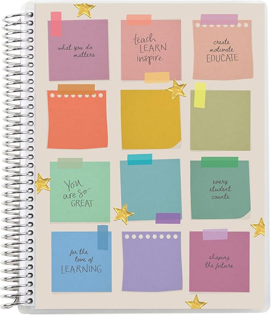 Erin Condren 7” x 9” Lined Spiral Notebook, College-Ruled Layout with 80 Lb. Paper, Motivation Notes Cover, 160 Lined Notebook Pages, Platinum Coil, Stickers Included