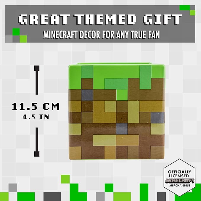 Paladone Minecraft Glass Block Ceramic Planter or Pen Holder | Minecraft