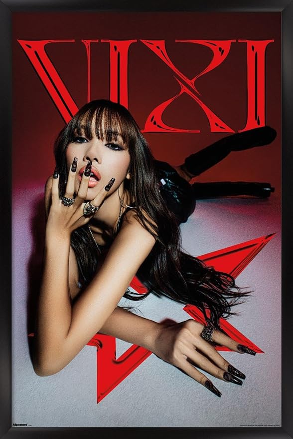 LISA - VIXI Red Star Wall Poster, 22.4L" x 14.7W", Black Framed Version