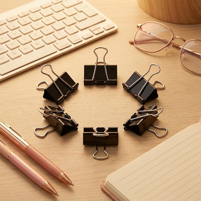 148Pcs Small Binder Clips Black, 0.75 in/19mm Mini Binder Paper Clips Office Clips Office Supplies Desk, 3/4 Inch Cute Binder Clips, Small Paper Clamps for Home School Business (Black)