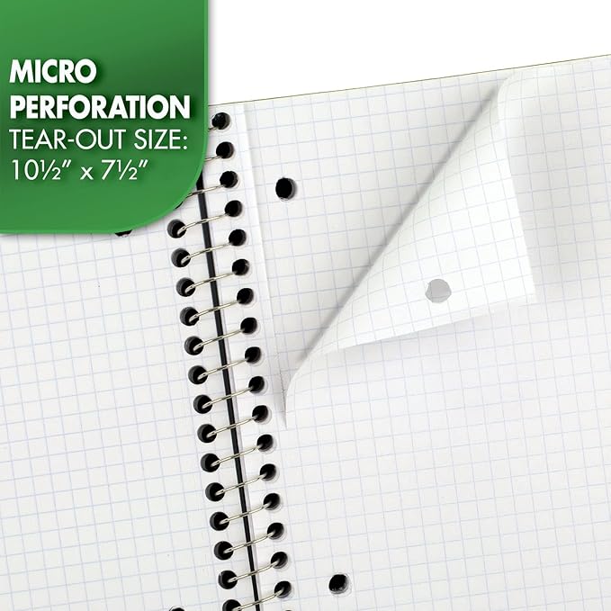 Mead Spiral Notebook, 1 Subject, Graph Ruled Paper, 7-1/2" x 10-1/2", 100 Sheets, Amethyst Purple (05676BA7)