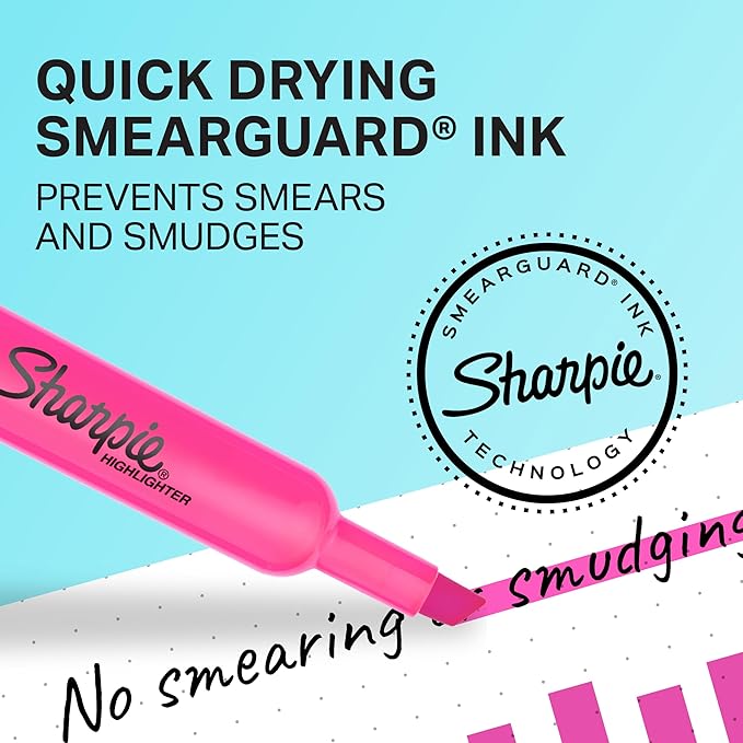 Sharpie Tank Highlighters,Chisel Tip,Assorted Fluorescent,Six Assorted Colors,- Back to School,Office,Teacher Supplies,12 Count (Pack of 6)