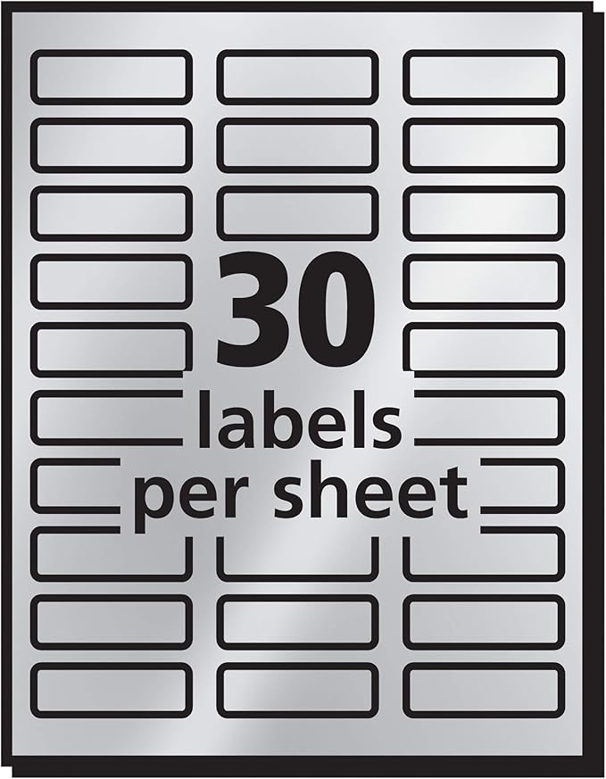 Avery Printable Return Address Labels, 0.75" x 2.25", Silver Foil, 300 Blank Mailing Labels (08986)