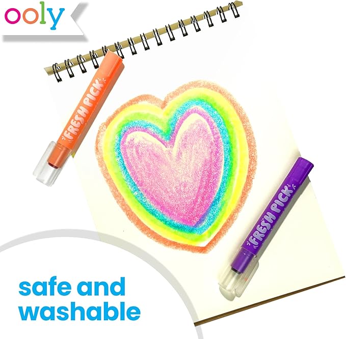 Ooly Scented Neon Gel Crayons, Set of 6 Twist Up Smooth Gliding Bright Colored Crayons, Highlighters for Notes, Crisp Green Apples Smell