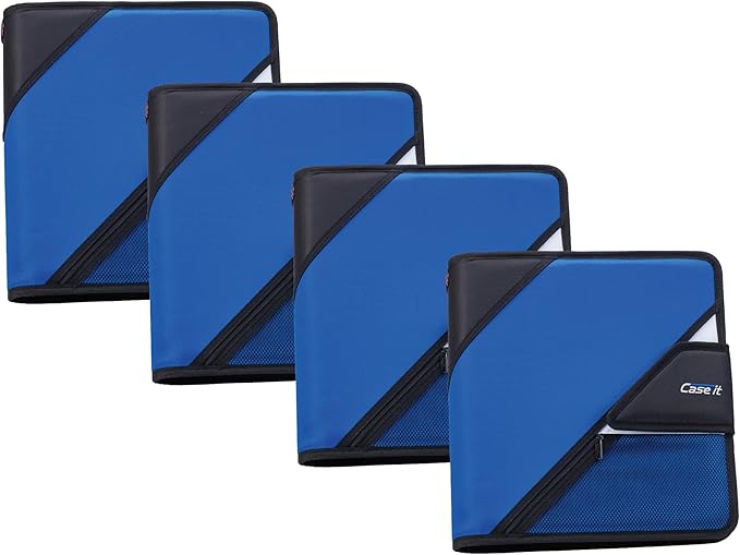 Case-It Open Tab Velcro Closure 2-Inch Binder, 5-Color Tabbed Expanding File, S-826-A Midnight Blue, 4 Pack