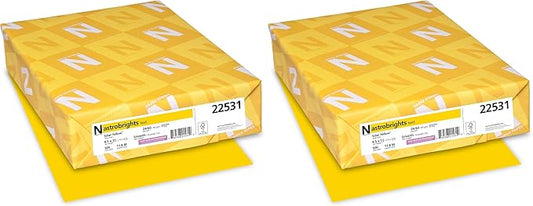 Neenah Wausau Paper 22531 Astrobrights Color Paper, 8.5â€ x 11â€, 24 lb / 89 GSM, Solar Yellow, 500 Sheets (Pack of 2)