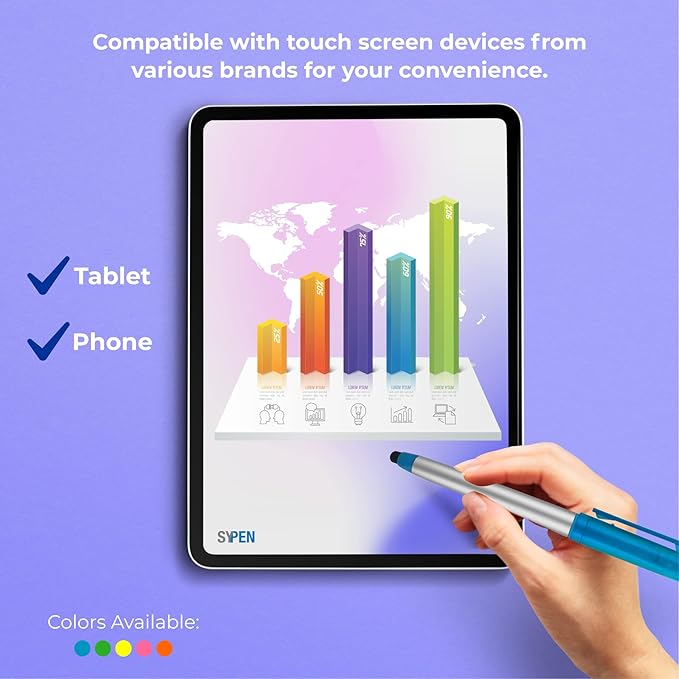 Stylus Ballpoint Pen with Highlighter Tips, 3 in 1 Combo Stylus for Touchscreens, Writing Pen and Highlighter, Black Ink, Pack of 5