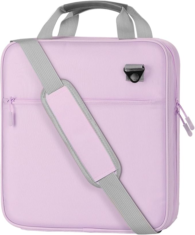 MoKo 2 Inch 3 Ring Zipper Binder - 500 Sheet Capacity with Shoulder Strap & Handle, Multi-Pocket Organizer for Middle School, Purple & Gray