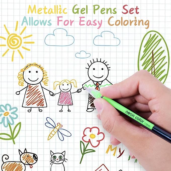 Colored Gel Pens Set for Coloring, 36 Colors Glitter Gel Pens, Fine Point Gel Pens Colored Set for Adult Coloring Books, Journal Pen Markers for Journaling Supplies, Writing Drawing Taking Office Home
