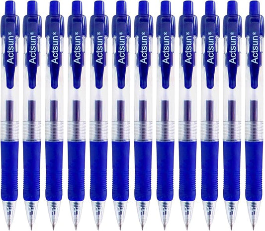 Blue Gel Ink Pens, 12 Pcs, Fine Point, Smooth Writing, Retractable, 0.7 Mm, Gift for Women & Men, Journaling, School & Office Supplies, Desk Accessories