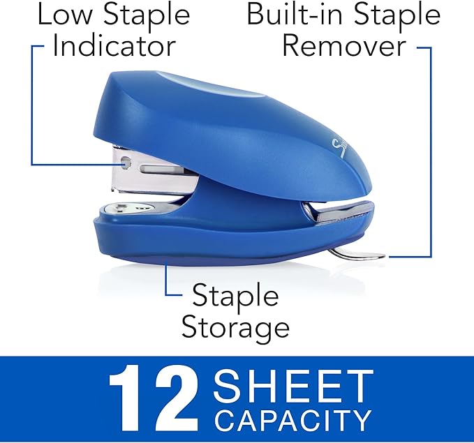 Swingline Red Mini Stapler With Staples, Tot, 12 Sheet Capacity, Small Stapler With Built In Staple Remover & 1000 Standard Staples, Staple Storage, Cute Compact Travel Size Stapler For Adults & Kids.