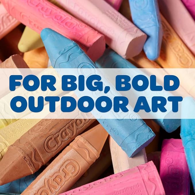 Crayola Washable Outdoor Sidewalk Chalk Collection (130ct), Bulk Anti-Roll Chalk Sticks for Kids, Outdoor Toys & Activities for Kids, Gifts, Ages 4, 5, 6