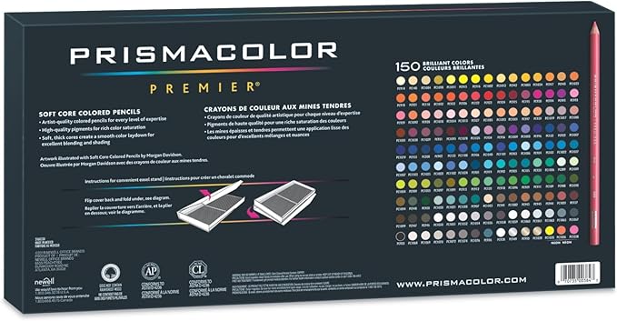 Prismacolor Premier Colored Pencils,Soft Core,Assorted Colors,- Durable,Vibrant,Ultra-Smooth,Adult Coloring,Drawing,Sketching,Arts & Crafts,150 Count (Pack of 2)