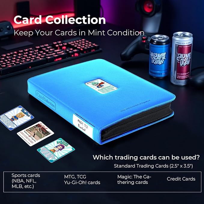 Premium 936 Pockets Leather Baseball Trading Cards Binder w/Zipper Large Capacity Collector Cards Book Album with Display Window, Compatible with TCG MTG Sport Football Soccer Cards