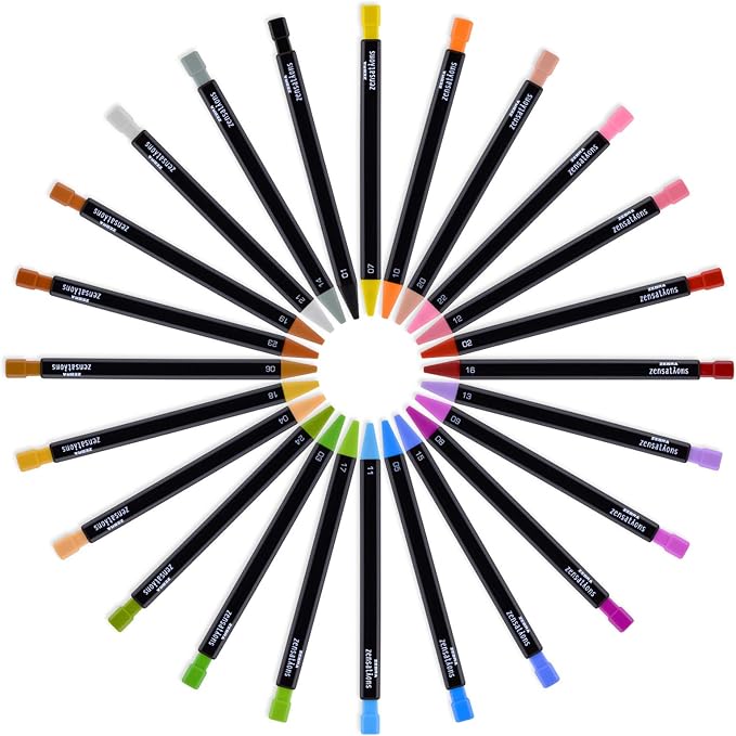 Zebra Pen Zensations Mechanical Colored Pencils, Assorted Colors, 2.0mm Bold #2 Lead, Refillable, Triangular Barrel to Prevent Rolling, 24-Pack (08124)